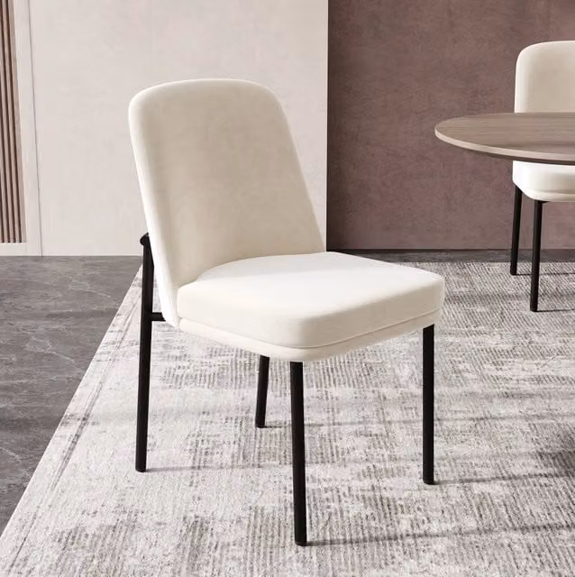 Set di 2 sedie da pranzo beige in velluto