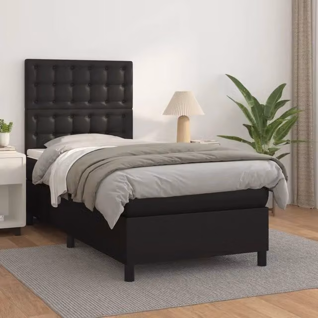 Giroletto a Molle con Materasso Nero 90x190 cm in Similpelle 3142815