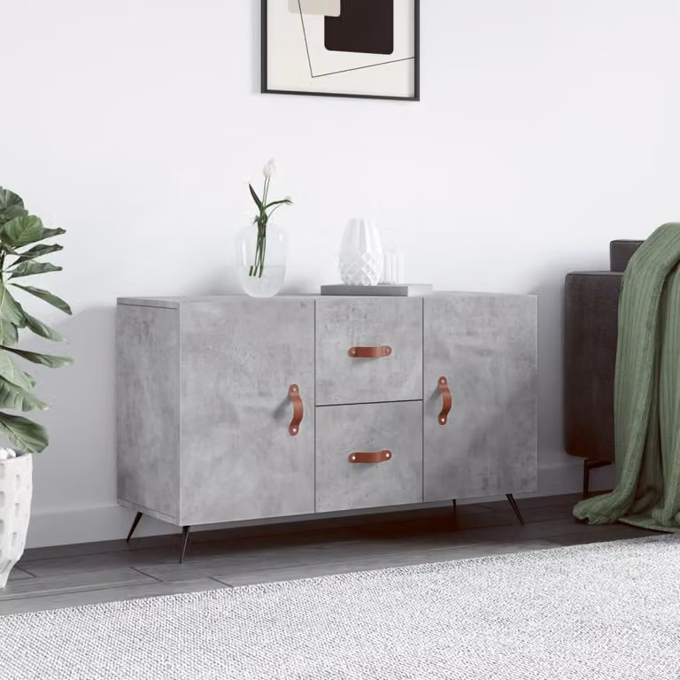 Credenza moderna vidaXL in legno e metallo, colore grigio, L 100 x P 36 x H 60 cm