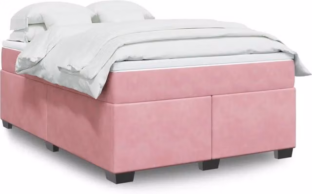 Giroletto a Molle con Materasso Rosa 140x190 cm in Velluto 3285286