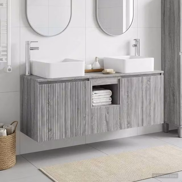 Set di Armadi da Bagno 3 pz Sonoma grigio 135 x 35 x 80 cm