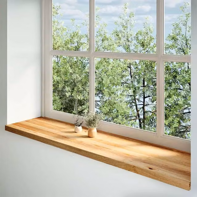 Set di 2 Davanzali in Legno Massello di Rovere Marrone Chiaro vidaXL L: 160 cm, P: 40 cm, H: 2 cm