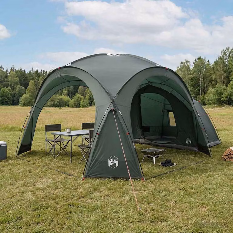 Tenda laterale vidaXL in poliestere e acciaio, colore verde militare, L/P/H: 410 x 410 x 250 cm