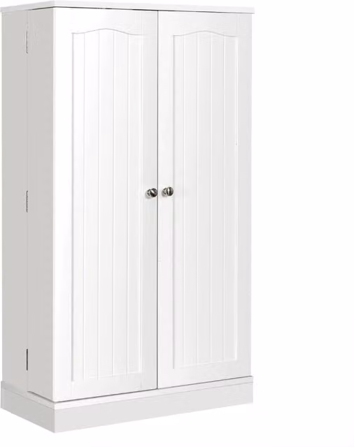 Armadio dispensa con doppia anta e 6 ripiani regolabili-Buffet-Armadio da cucina Credenza con 17 livelli per sala da pranzo Bianco