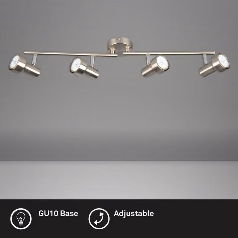 Lampada da soffitto a LED faretto 4xGU10 orientabile 3000K 12W nichel opaco Briloner