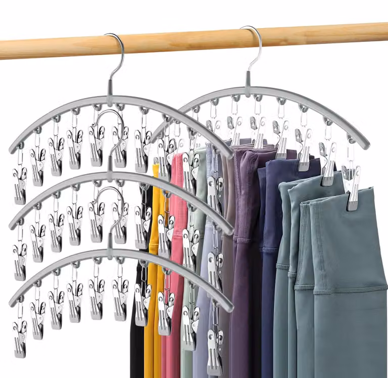 Organizzatore per leggings da appendere nell'armadio - Con 10 clip, confezione da 4