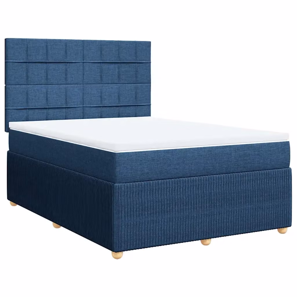 Letto con Giroletto a Molle e Materasso Ibrido vidaXL, Blu e Bianco, L/P: 160 x 200 cm – 2