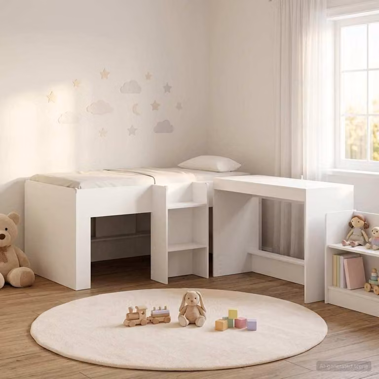 Maison Exclusive - Letto a soppalco con scrivania per bambini, confezione da 2, bianco, realizzato in legno composito