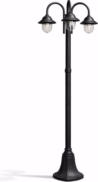 Lampione da Giardino Classico con 3 Luci E27 in Alluminio e Plastica Nero, Palo Esterno IP54 per Vialetto e Cortile, Altezza: 210 cm