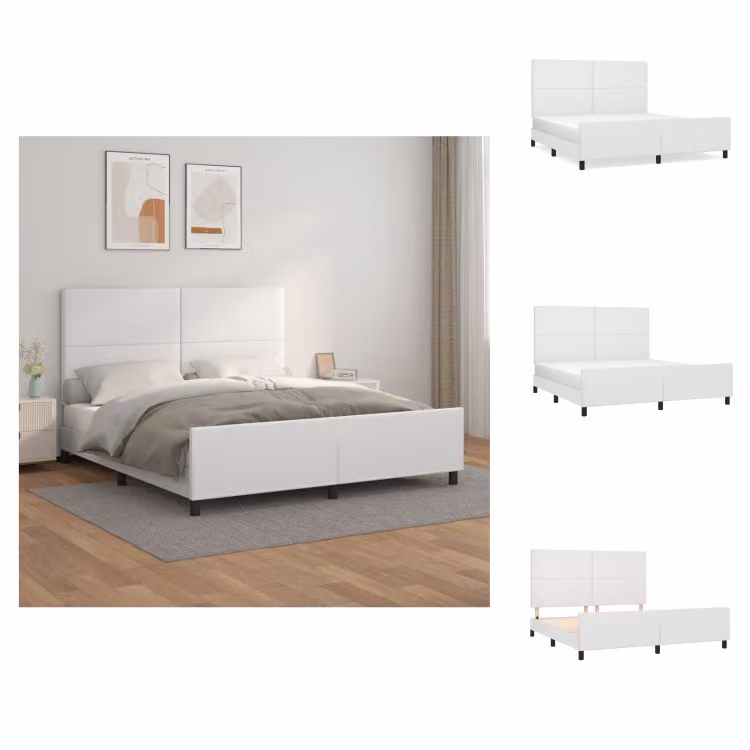 vidaXL Struttura letto con testiera bianca 160x200 cm in Pelle finta - Letti e strutture letto