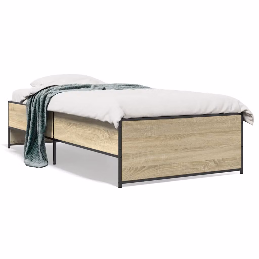 Giroletto vidaXL in Rovere Sonoma con Struttura in Legno Multistrato e Metallo, L 100 x P 200 cm