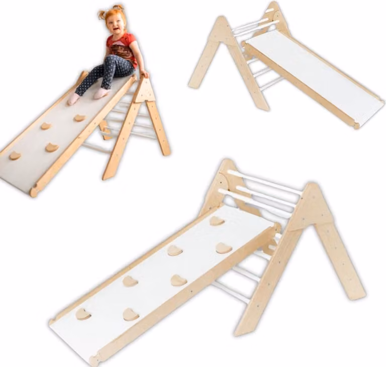 Triangolo di arrampicata, struttura di arrampicata in legno per bambini Triangolo di germinazione, scivolo per bambini