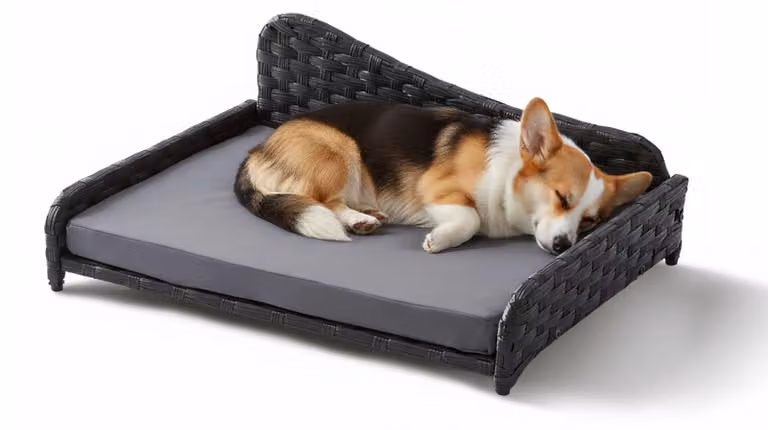 Letto per cani in rattan con cuscino - Uso interno/esterno
