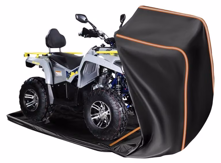 Telo copriquad completamente chiuso, dimensioni 215 x 135 x 125 cm, colore nero