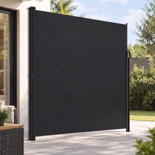 Extendable Side Awning, Black, 220x600 Cm