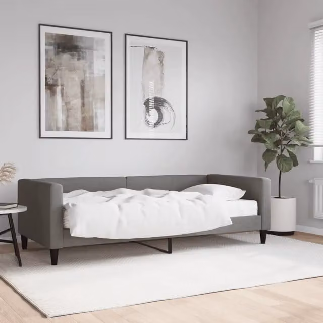 Divano Letto con Materasso-Sofa Letto-Daybed Grigio Scuro 90x190 cm in Tessuto 806802