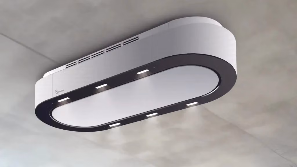 Cappa a soffitto Baraldi UNIKA Bianca e Nera L: 120 cm, P: 50 cm, Portata: 800 m3/h con controllo tramite app e timer – 2