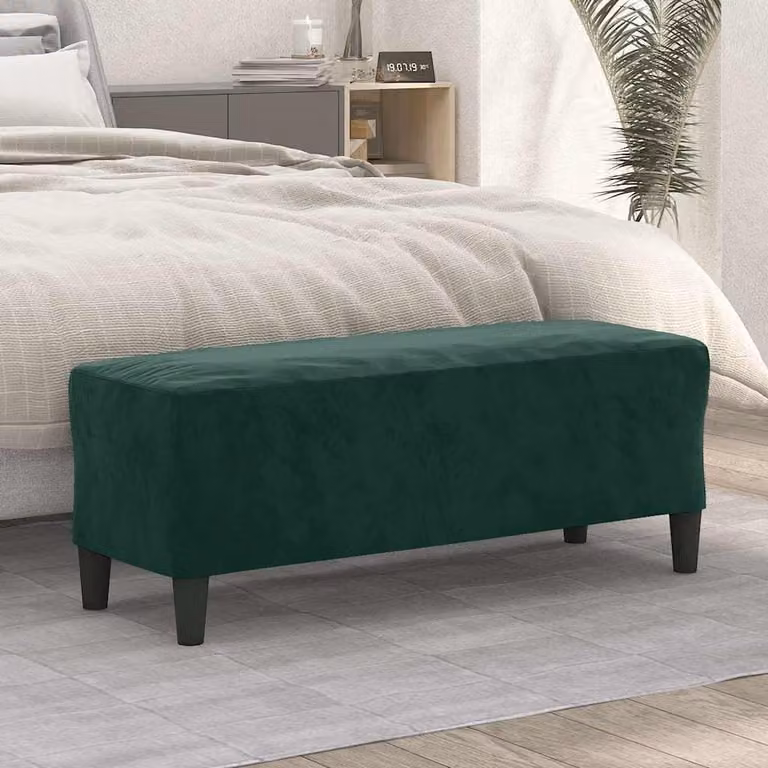 Panca vidaXL in velluto verde con struttura in legno, L 100 x P 35 x H 41 cm