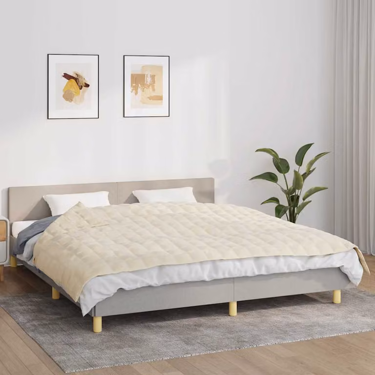 Coperta Ponderata vidaXL in Microfibra Beige, L 155 cm x P 220 cm, 11 kg