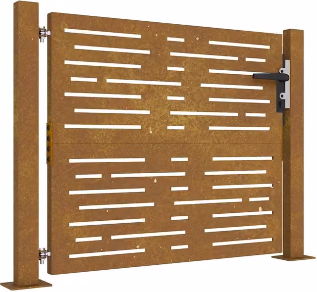 Cancello singolo da giardino in acciaio Corten marrone design quadrato CFW2453561 L: 110 cm, H: 75 cm