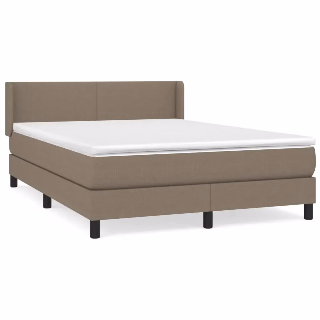 Letto Ibrido vidaXL con Giroletto a Molle e Materasso in Tessuto Beige e Bianco L/P/H: 140 x 200 x 88 cm – 2