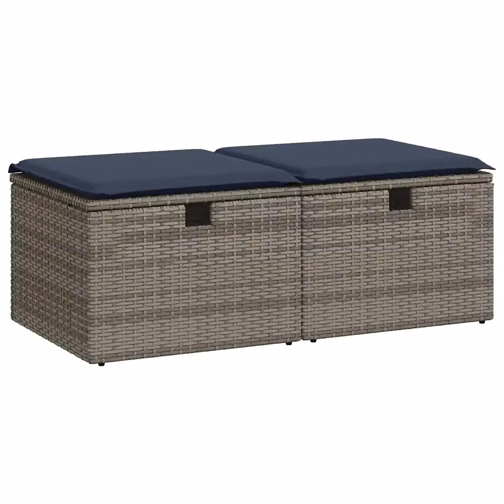 Set Divano da Giardino Design Mania in Polyrattan Acacia Grigio con Cuscini e Ottoman – 2