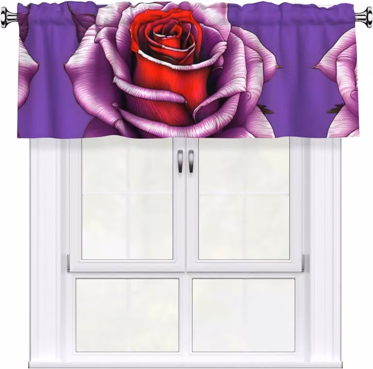 Tenda con motivo di rose fucsia, dimensioni 137,2 x 45,7 cm, facile da applicare, ideale per decorare finestre in cucina, camera da letto e altri ambienti