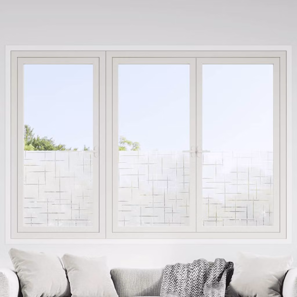 Set di 4 pellicole adesive per finestre vidaXL in PVC bianco con motivo geometrico a stelle per una privacy decorativa e minimalista