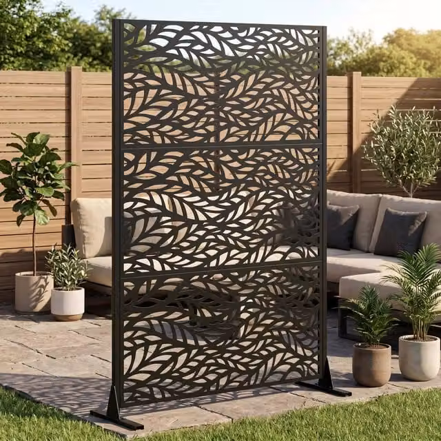Pannello divisorio esterno in metallo Minimal nero H: 183 cm x L: 116 cm – 1