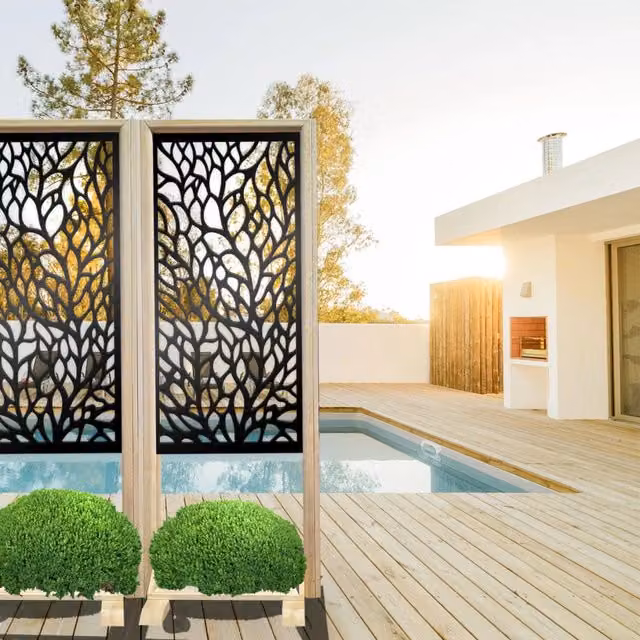Paravento modulabile CODIUM in legno e PVC nero, L 70 cm x H 190 cm