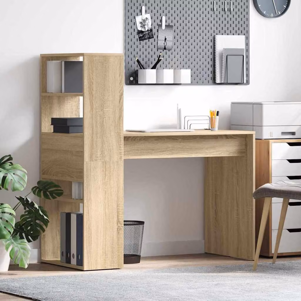 Maison Exclusive - Scrivania in legno impiallacciato effetto Sonoma, dimensioni 113 x 54 x 120 cm