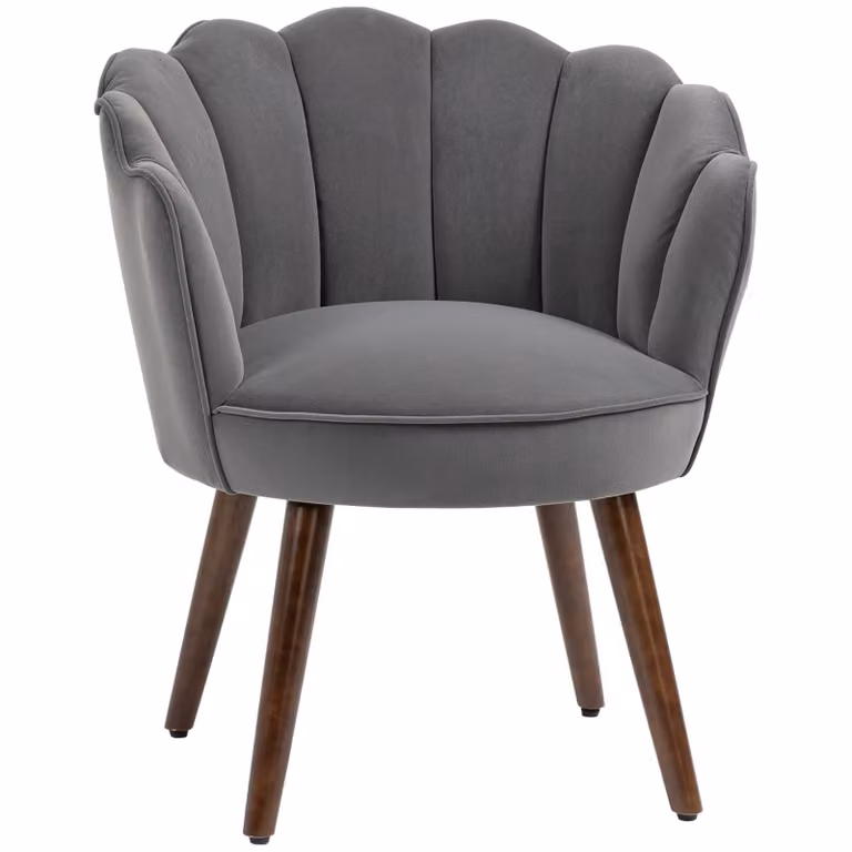 AIORBER poltrona imbottita con schienale per soggiorno e sala da pranzo, design retrò, seduta comfort, 66x72x79cm, grigio scuro