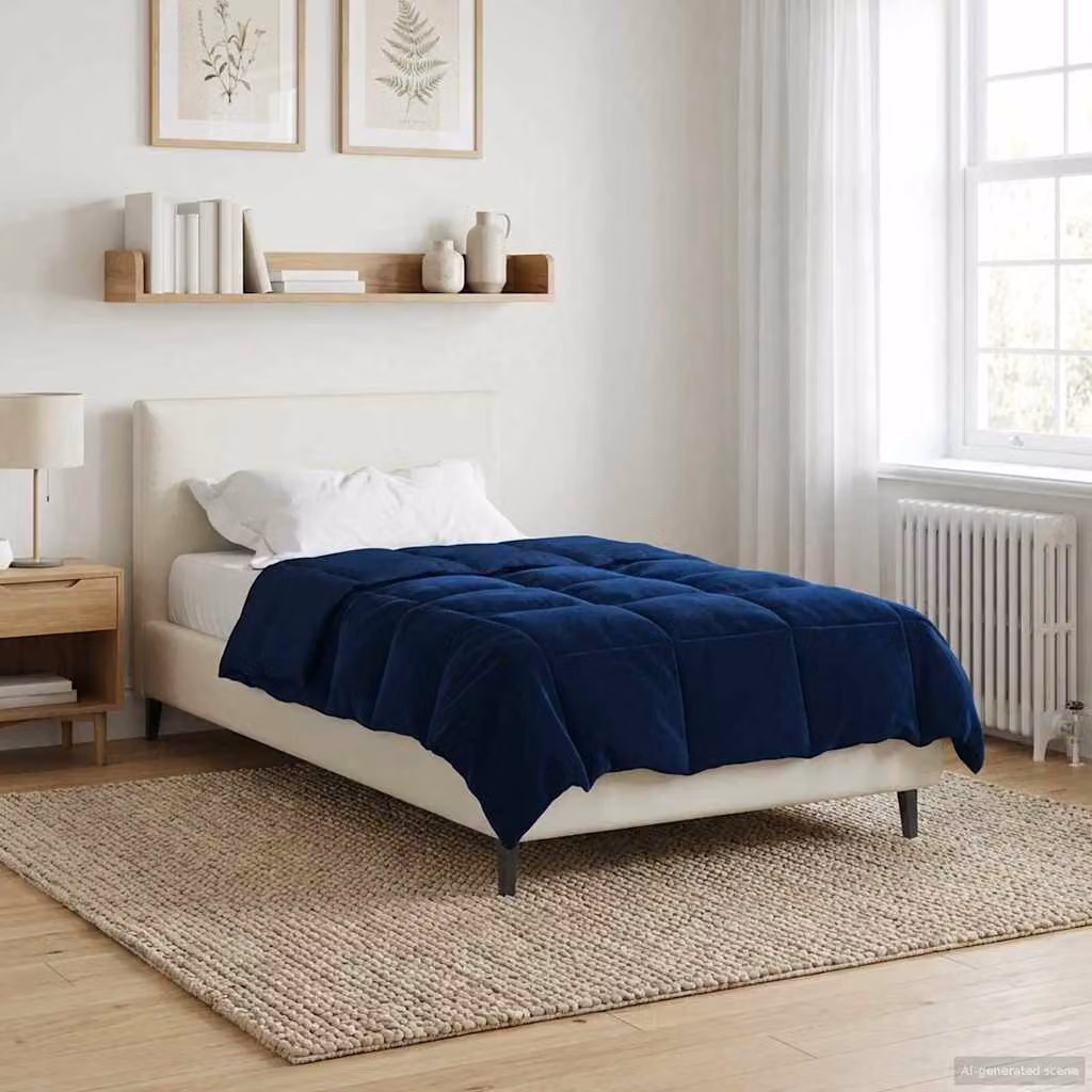 Piumino estivo traspirante e reversibile vidaXL in microfibra, Blu, L 140 x 220 cm