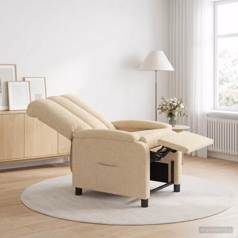 Poltrona reclinabile relax moderna vidaXL in tessuto beige con braccioli