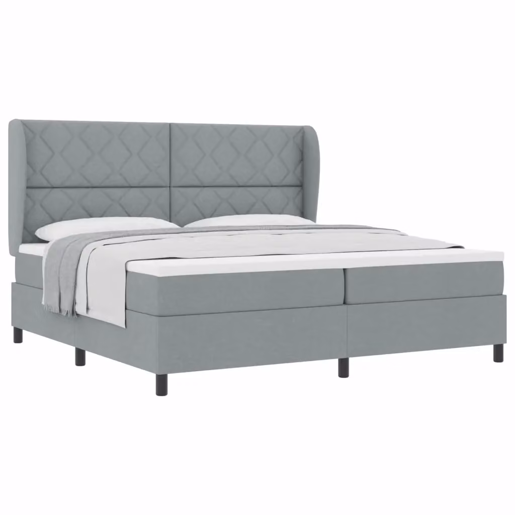 Letto a molle moderno vidaXL con testiera in tessuto grigio, L 200 x P 200 x H 203 cm – 2