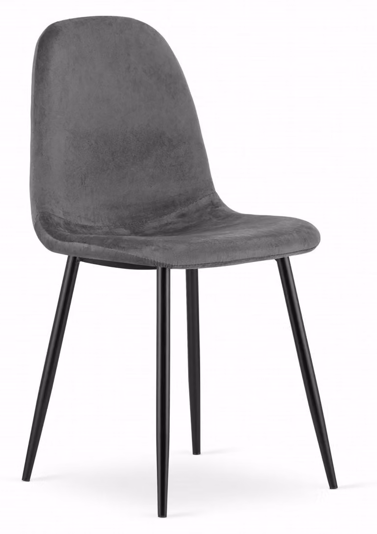 Sedia Como in velluto grigio scuro con gambe nere