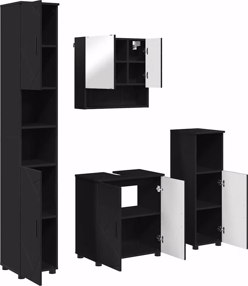 SYFAX™ Set di mobili per il bagno Montaggio a parete 4 pcs Nero