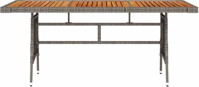 Tavolo Giardino | Tavolino da esterno Grigio 160x70x72cm Polyrattan e Massello Acacia