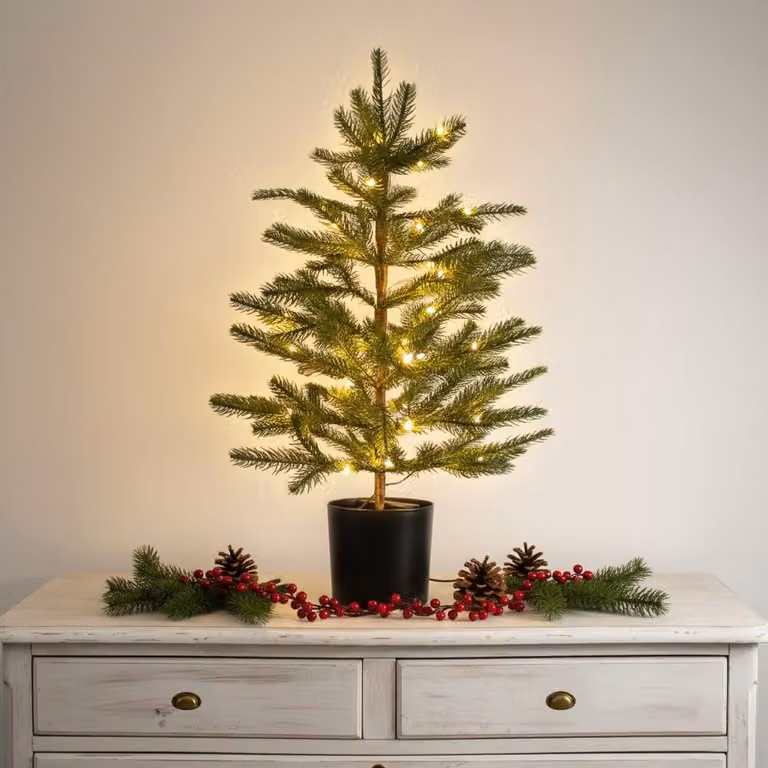 3.08 Albero di Natale artificiale con 30 luci LED - circa 60 cm - albero artificiale a batteria con timer