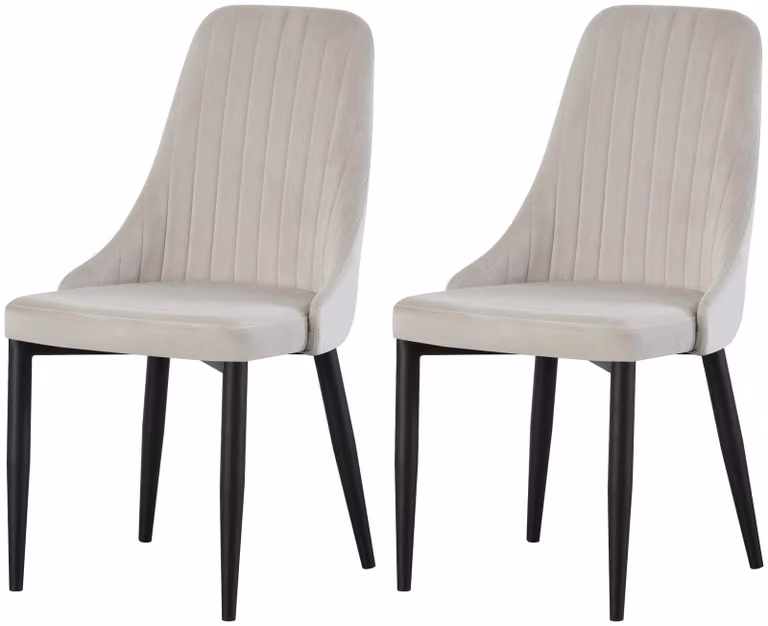 xonox.home Stuhl 2er Set Claudia Velouroptik creme (B/H/T): 44 x 88 x 58 cm