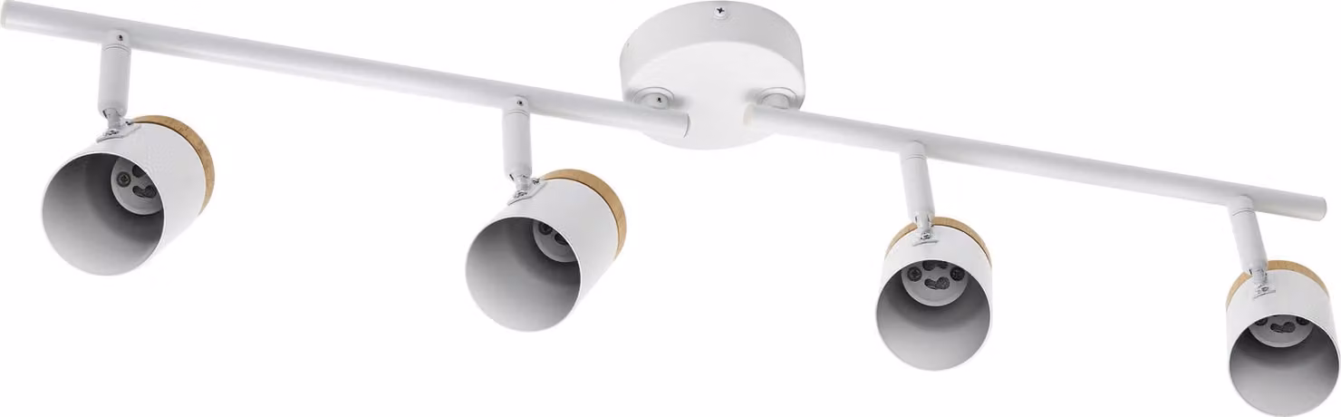 OSRAM LED Spot Stamp Lampada da soffitto 4xGU10 Legno bianco, quattro faretti 230V, regolabile per ambienti di grandi dimensioni