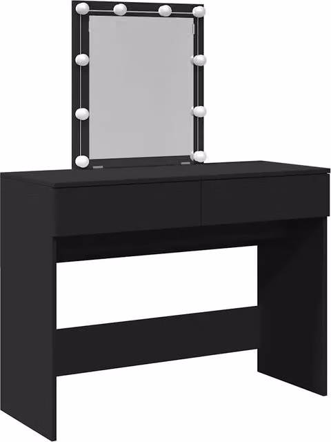 Toeletta moderna con LED nero e piano rettangolare L: 100 cm, P: 40 cm, H: 130 cm
