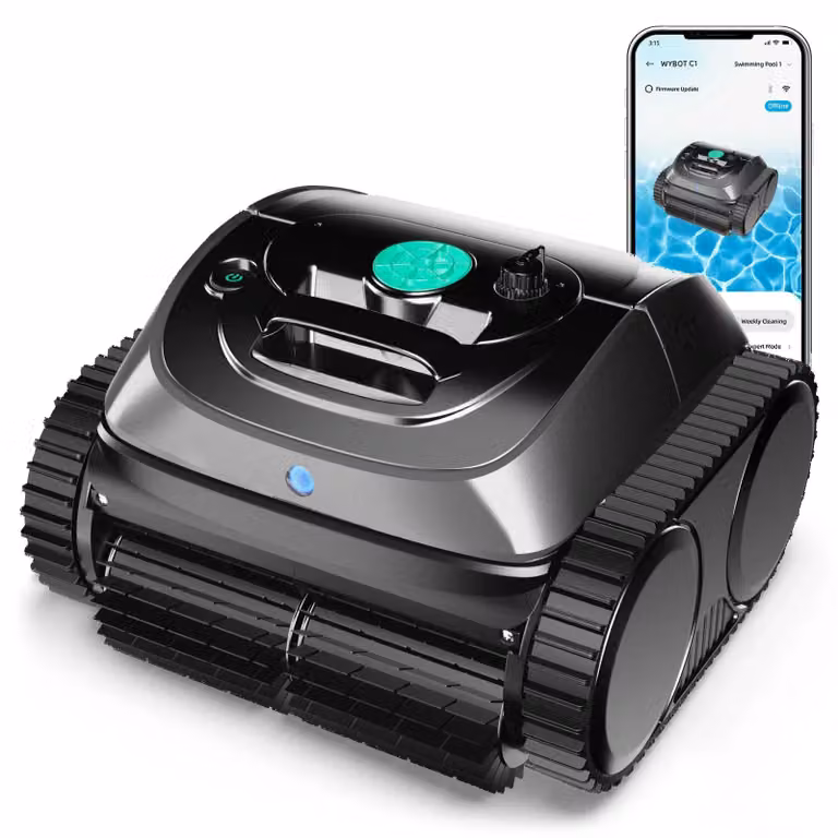 Aspirapolvere robotizzato per piscine - Nero - Potenza: 65 W - Autonomia: 120 minuti - Filtro: 180 µm - Adatto per piscine fino a 150 m²