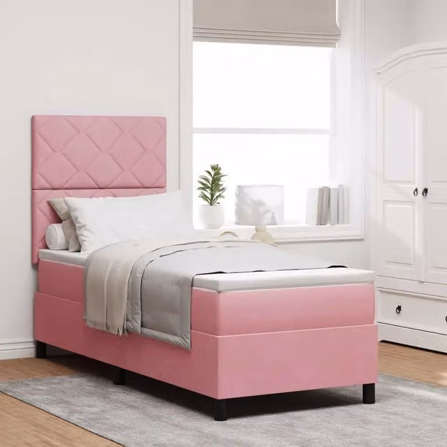 Letto a molle con testiera in velluto rosa vidaXL L: 200 cm, P: 80 cm, H: 128 cm