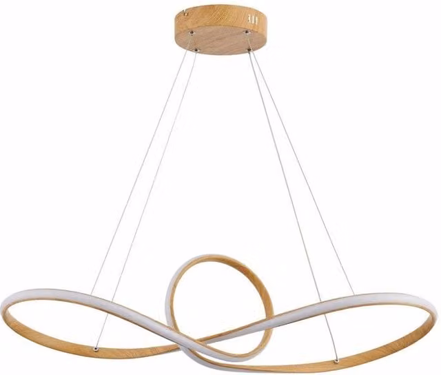 Lampada sospesa LED Arlena Reality Leuchten in legno e bianco con altezza regolabile