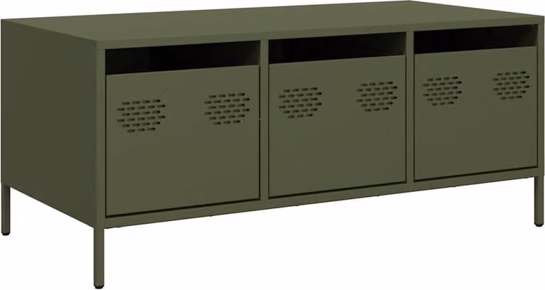 Tavolino Verde Oliva 101,5x50x43,5 cm Acciaio Laminato a Freddo