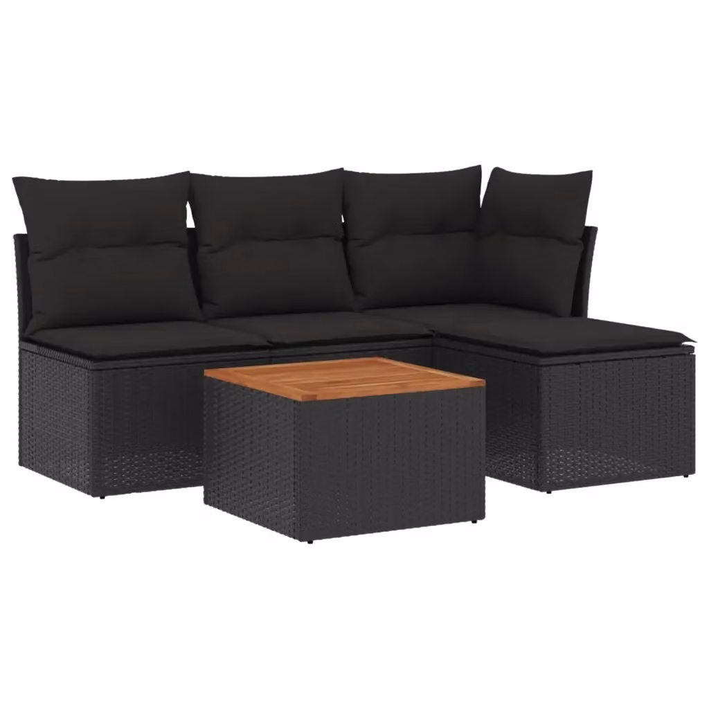 vidaXL Set Divani da Giardino a L 5 pz con Cuscini e Tavolino Nero – 2