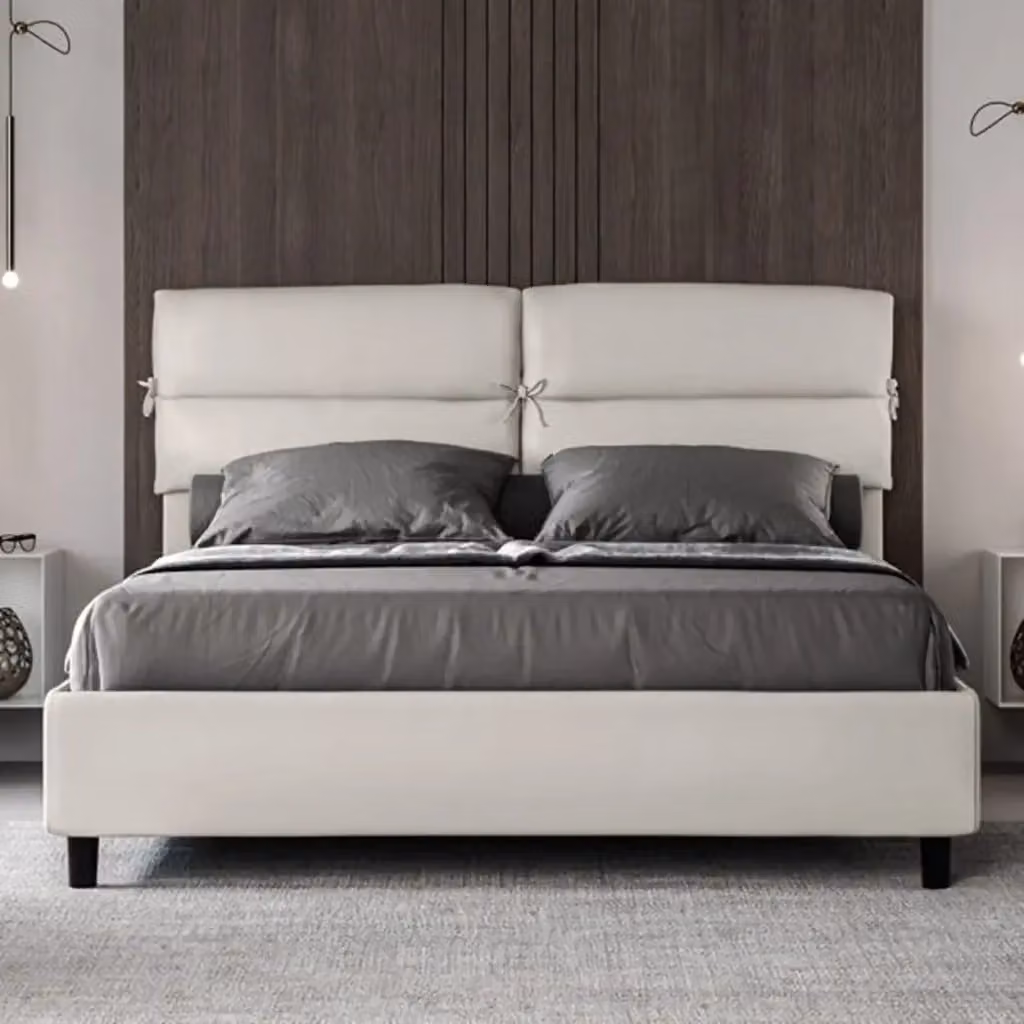 Letto matrimoniale contenitore imbottito Nandy Ityhome in similpelle bianco L: 170 cm, P: 220 cm, H: 110 cm – 2