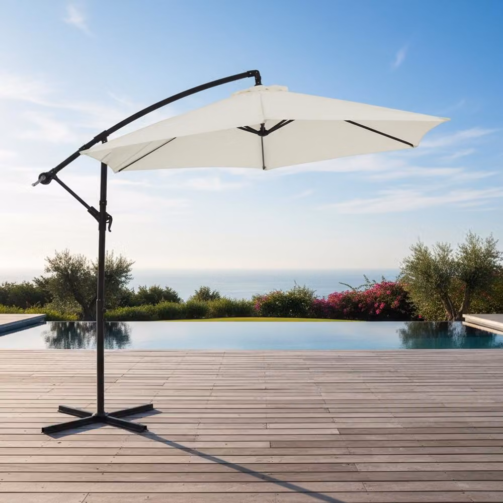 Ombrello Ampel ⌀3.0M Beige Parasole Ombrello a manovella Distributore d'ombra Giardino solare