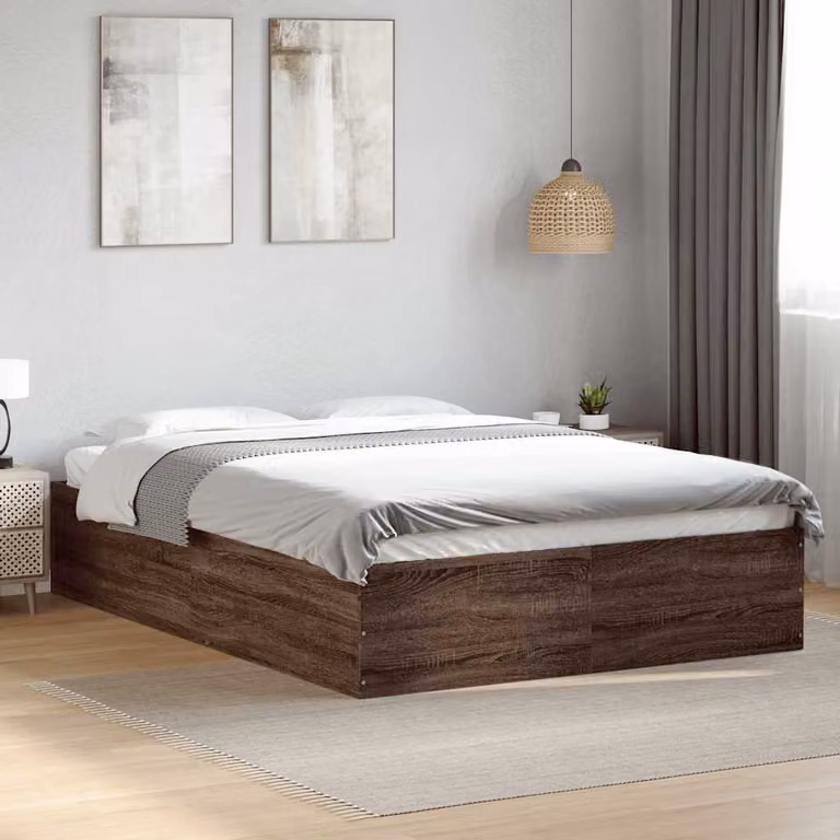vidaXL Giroletto in Legno Multistrato e MDF Colore Rovere Marrone L: 138 cm, P: 193 cm, H: 35 cm
